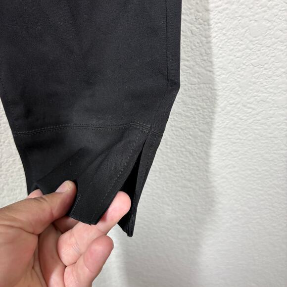 Ecru Womens 0 Straight Crop Chino Pants Black Cotton Blend Slit Hem Stretch - Picture 6 of 9